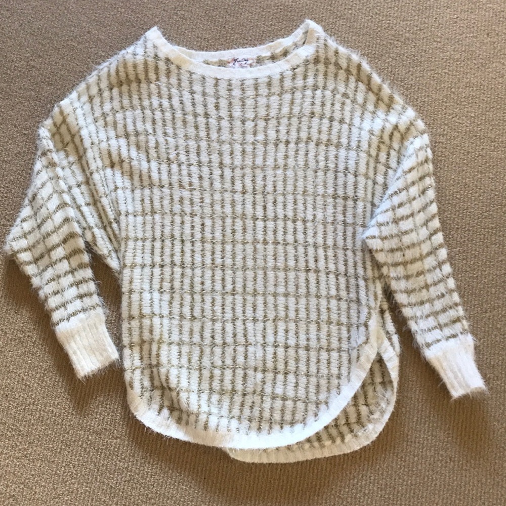 Cream and Gold off the Shoulder Sweater